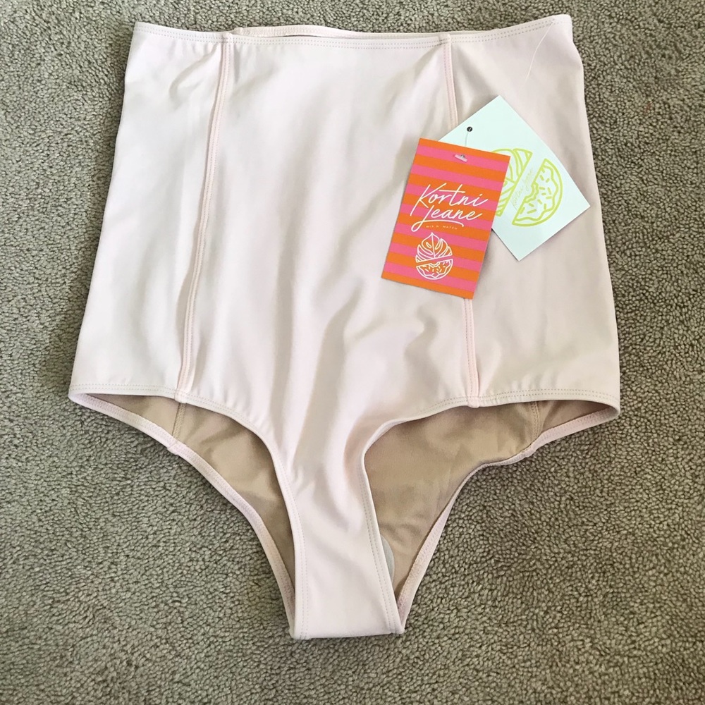 High waisted blush pink Kortni Jeane swim bottoms
